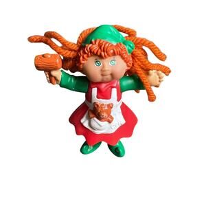 Vintage‎ Cabbage Patch Kids PVC Figurine Orange Yarn Hair Girl Mallet Teddy Bear